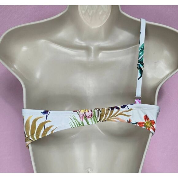 Shade & Shore Floral One Shoulder twist Bikini Top Small - Picture 2 of 3